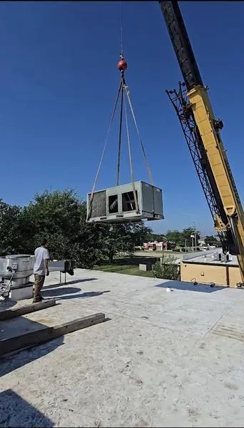 Crane Lift — Rooftop Unit Install